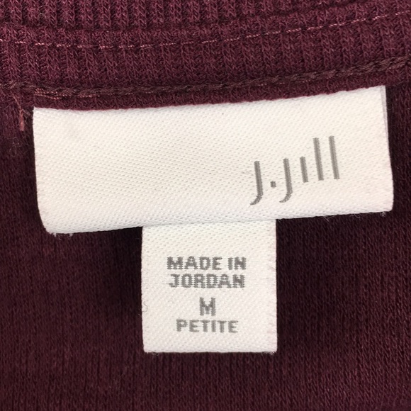 J. Jill Maroon Waffle Knit Tunic Top Womens Medium Petite V Neck Long Sleeve - Picture 5 of 11